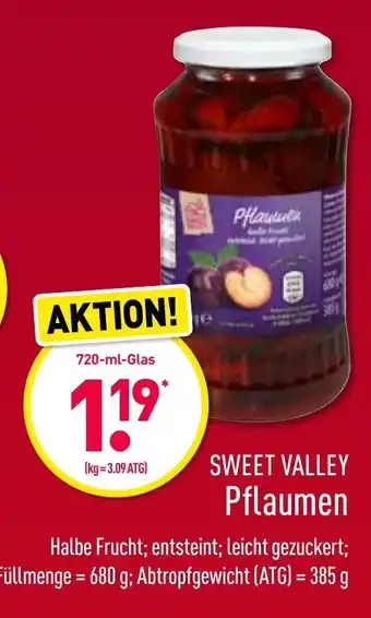 Aldi Nord Sweet Valley Pflaumen 720ml Angebot