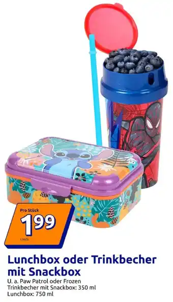 Action Lunchbox oder Trinkbecher mit Snackbox Angebot