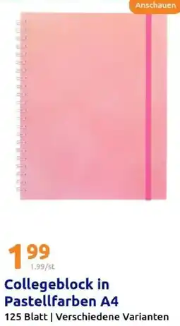 Action Collegeblock in Pastellfarben A4 Angebot