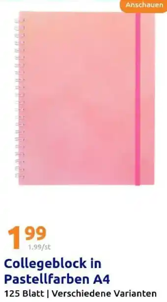 Action Collegeblock in Pastellfarben A4 Angebot