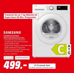 MediaMarkt Samsung dv90dg52a0teeg wärmepumpentrockner Angebot