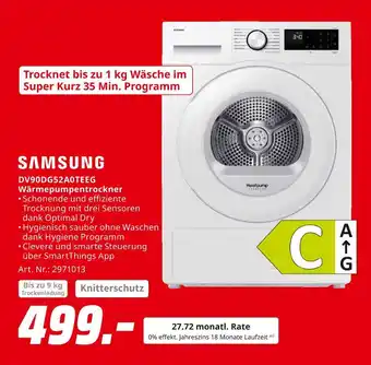 MediaMarkt Samsung dv90dg52a0teeg wärmepumpentrockner Angebot