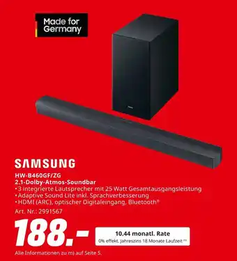 MediaMarkt Samsung hw-b460gf/zg 2.1-dolby-atmos-soundbar Angebot