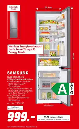 MediaMarkt Samsung rl38c776ar/eg kühlgefrierkombination Angebot