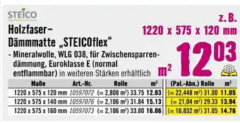 Hornbach Steico holzfaser-dämmmatte „steicoflex“ 1220 x 575 x 120 mm Angebot