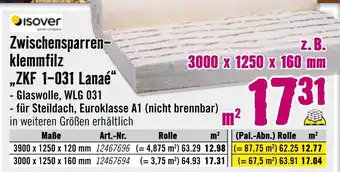 Hornbach Isover zwischensparren-klemmfilz zkf 1-031 lanaé Angebot