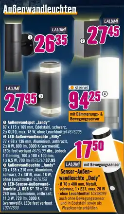 Hornbach Lalumi außenwandspot jandy Angebot