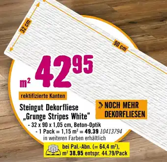 Hornbach Steingut dekorfliese „grunge stripes white“ Angebot