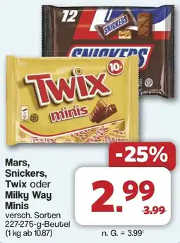 Famila Nord West Mars, Snickers, Twix oder Milky Way Minis Angebot
