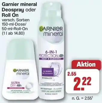 Famila Nord West Garnier mineral Deospray oder Roll On Angebot
