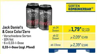 METRO Jack Daniel's & Coca Cola/Zero Angebot