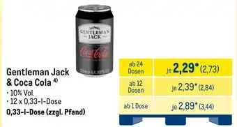 METRO Gentleman Jack & Coca Cola Angebot