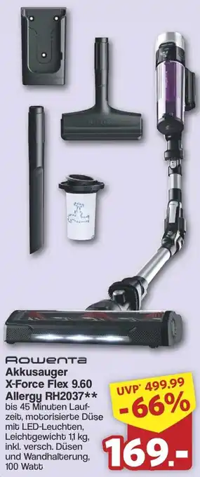Famila Nord West Rowenta Akkusauger X-Force Flex 9.60 Allergy RH2037 Angebot