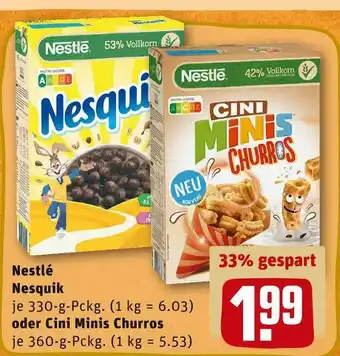 REWE Nestlé nesquik oder cini minis churros Angebot