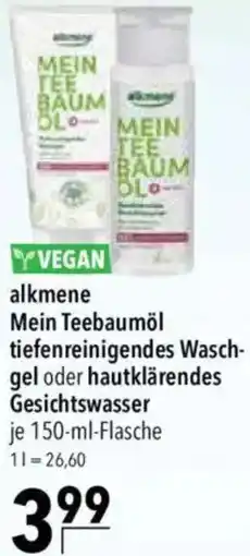 CITTI Markt alkmene Mein Teebaumöl tiefenreinigendes Waschgel oder hautklärendes Gesichtswasser Angebot
