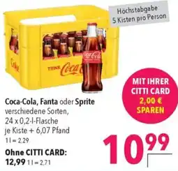 CITTI Markt Coca-Cola, Fanta oder Sprite Angebot