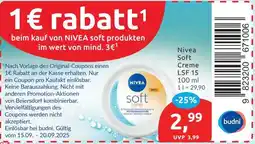 Budni Nivea Soft Creme LSF 15 Angebot