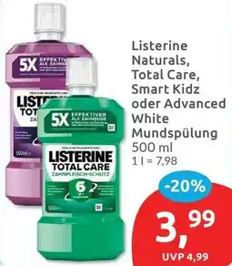 Budni Listerine Naturals, Total Care, Smart Kidz oder Advanced White Mundspülung Angebot