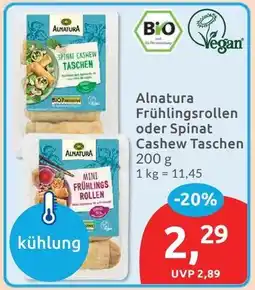 Budni Alnatura Frühlingsrollen oder Spinat Cashew Taschen Angebot