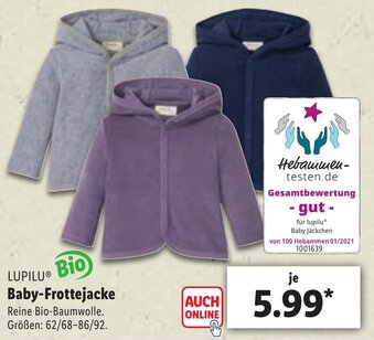 Lidl Lupilu Bio Baby Frottejacke Angebot