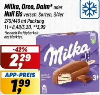 Simmel Milka, Oreo, Daim oder Nuii Eis Angebot