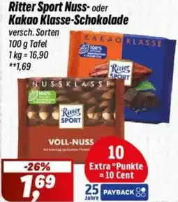Simmel Ritter Sport Nuss- oder Kakao Klasse-Schokolade Angebot