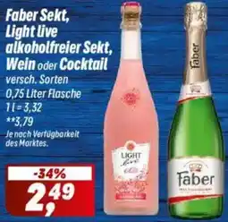 Simmel Faber Sekt, Light live alkoholfreier Sekt, Wein oder Cocktail Angebot