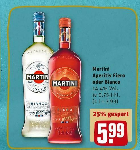 Martini aperitiv fiero oder bianco Angebot bei REWE