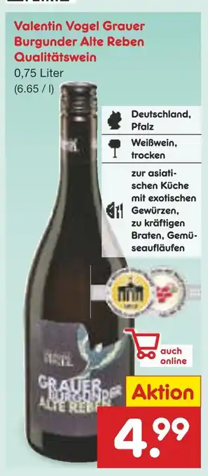 Netto Marken-Discount Valentin vogel grauer burgunder alte reben qualitätswein Angebot