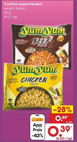 Netto Marken-Discount Yumyum instant nudeln beef Angebot