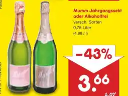 Netto Marken-Discount Mumm jahrgangssekt oder alkoholfrei Angebot
