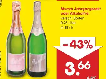 Netto Marken-Discount Mumm jahrgangssekt oder alkoholfrei Angebot