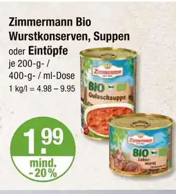 V Markt Zimmermann bio wurstkonserven Angebot