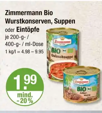 V Markt Zimmermann bio wurstkonserven Angebot