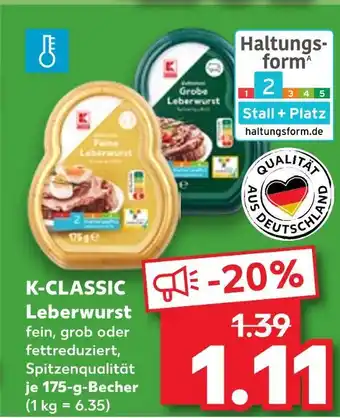 Kaufland K-classic feine leberwurst Angebot