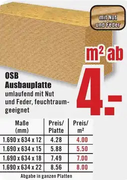 B1 Discount Baumarkt OSB Ausbauplatte Angebot
