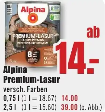 B1 Discount Baumarkt Alpina Premium-Lasur Angebot