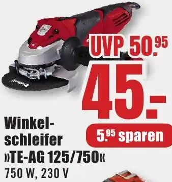 B1 Discount Baumarkt Einhell Winkelschleifer TE-AG 125/750 Angebot