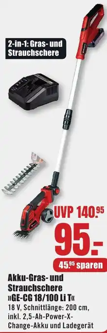 B1 Discount Baumarkt Einhell Akku-Gras-und Strauchschere GE-CG 18/100 Li T Angebot