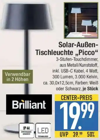 E-Center Brilliant Solar-Außen Tischleuchte ,,Picco" Angebot