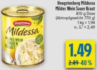 diska Hengstenberg Mildessa Mildes Wein Sauer Kraut Angebot