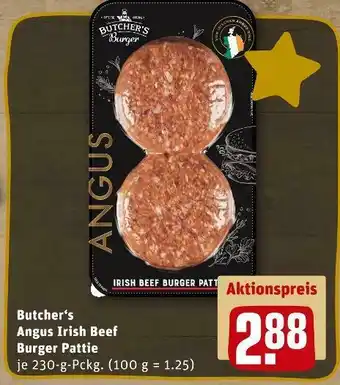 REWE Butcher‘s angus irish beef burger pattie Angebot