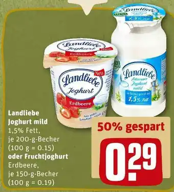 REWE Landliebe joghurt mild oder fruchtjoghurt Angebot