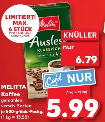 Kaufland MELITTA Kaffee Angebot