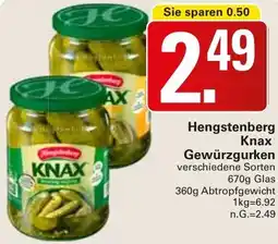 WEZ Hengstenberg Knax Gewürzgurken Angebot