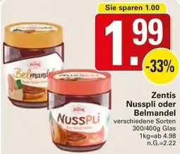 WEZ Zentis Nusspli oder Belmandel Angebot