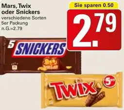 WEZ Mars, Twix oder Snickers Angebot