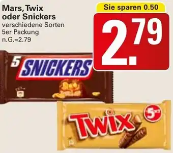 WEZ Mars, Twix oder Snickers Angebot