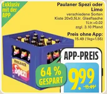 WEZ Paulaner Spezi oder Limo Angebot