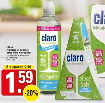 WEZ Claro Alpensalz, Classic oder Öko Klarspüler Angebot